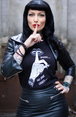 SHHH...NO ONE CARES - alternative Goth graphic t-shirt | THEBLACKWARDROBE.COM.